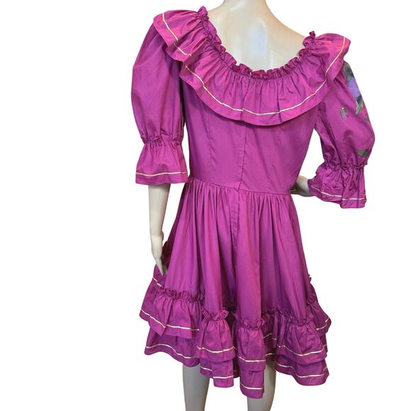 VTG Fancy Square Dance Dress Full Circle Skirt SZ 10 Rockabilly Fairy Victorian - Picture 8 of 16